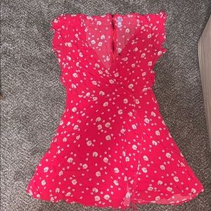 Floral print red dress